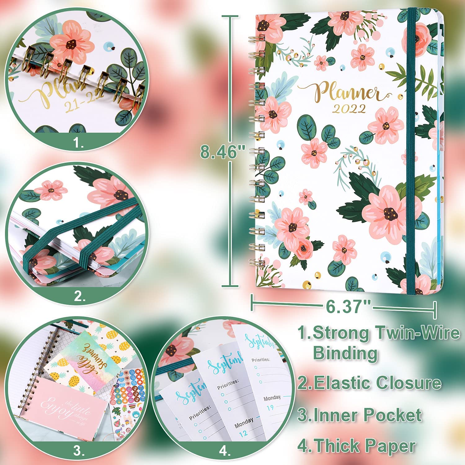 2022 Weekly Monthly Planner Flexible Hardcover Notebook