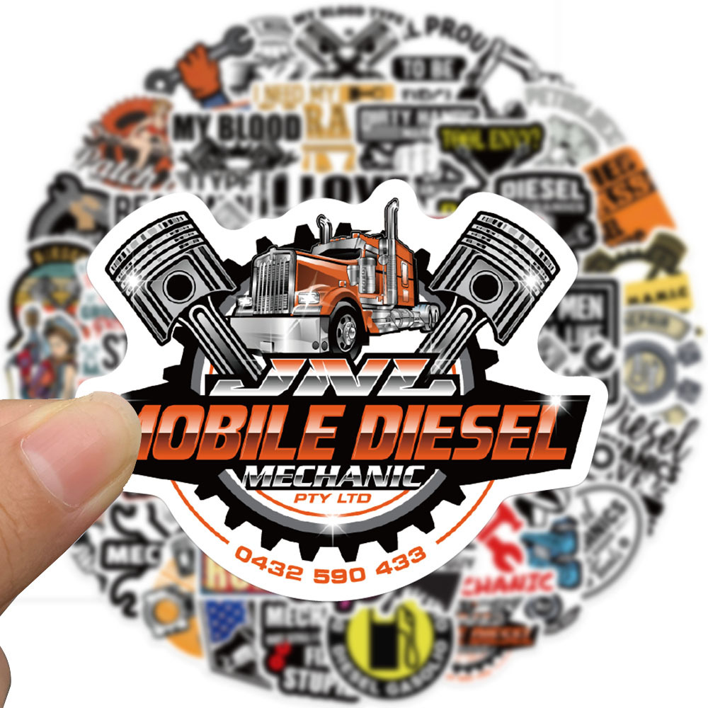 Industrial Style Diesel Mechanic Man Stickers DIY Laptop Luggage Waterproof Removable Sticker