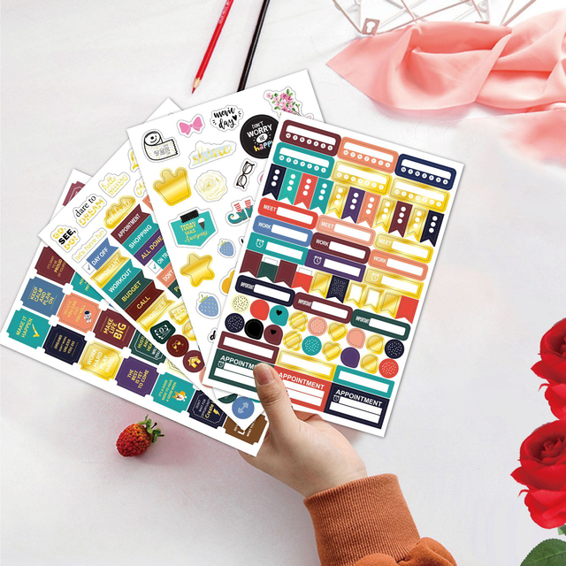 Custom Agenda Personalizada Stickers Gold Foil Planner Sticker Sheet for Monthly Weekly Daily Planner