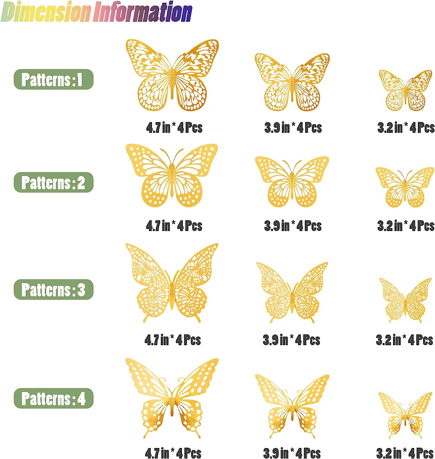 3D Metallic Butterfly Wall Decor 3d Butterfly Removable Wall Stickers