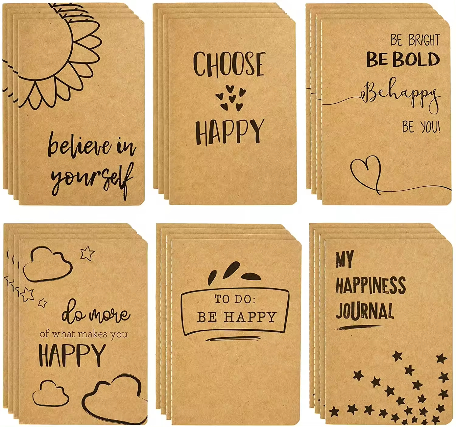 Kraft Paper A6 Mini Inspirational Quotes Motivational Ruled Notebook Lined Journal