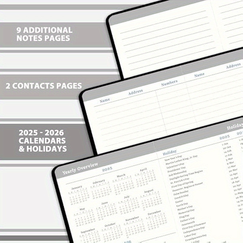 Jan - Dec 2025 Weekly Monthly Pocket Planner Calendar with Pen Loop, Back Pocket & Elastic Closure