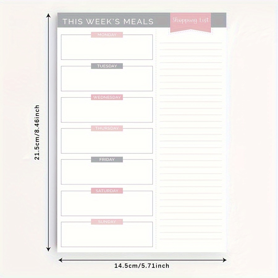 Weekly Meal Planning Pad with Grocery List 60 Sheets Tear-Off Menu Planner, Hardcover Paper Cover Personal Organizer