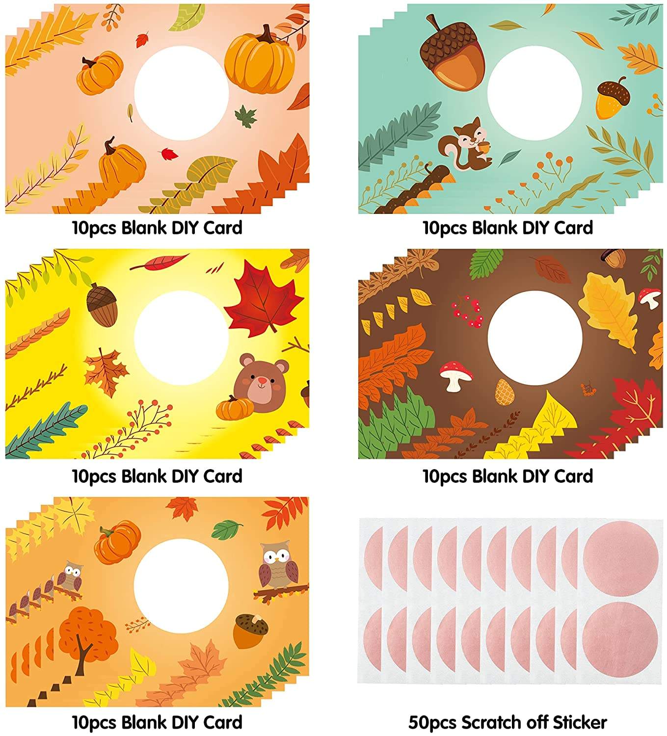 Scratch Off Sticker Card Happy Thanksgiving Blank Gift Certificate Custom Printing for Holiday Party