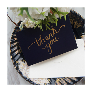 Gold Foil Blue Thank You Cards With Envelope Greeting Card Wedding Birthday Invitation