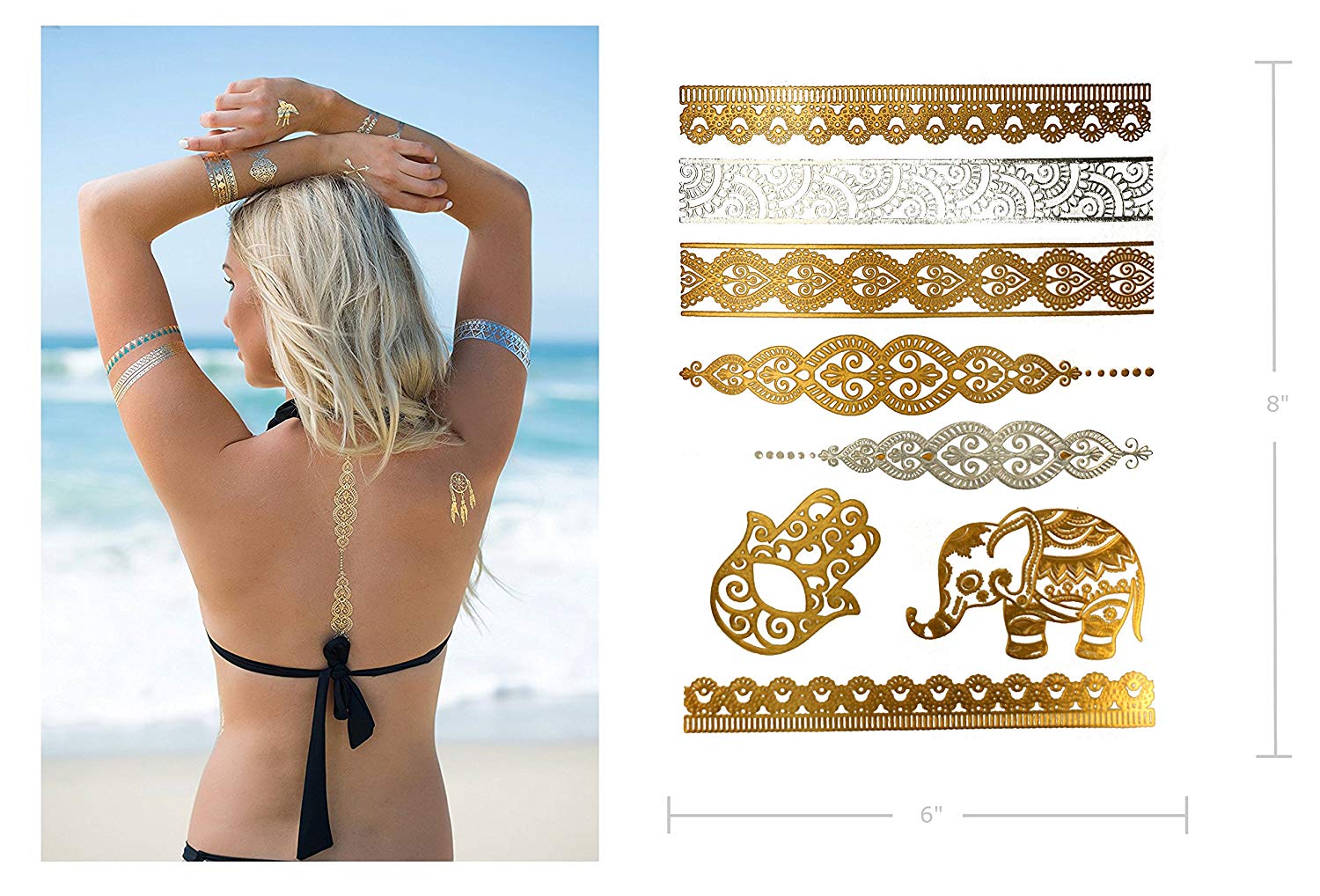 Non Toxic Skin Arm Custom Face Gold Sticker Temporary Tattoo