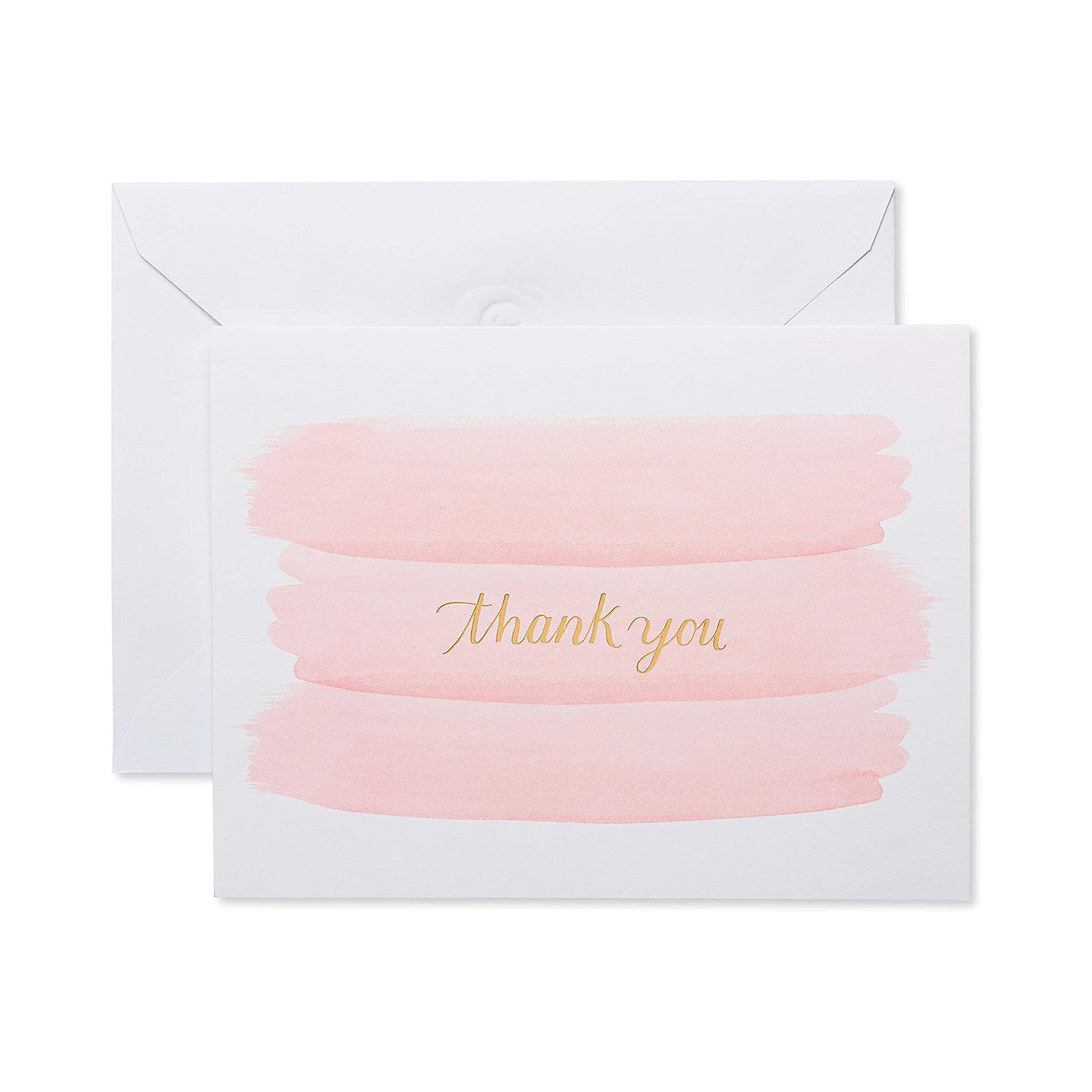 Thank You Card for Buisness Pink Brushstrokes