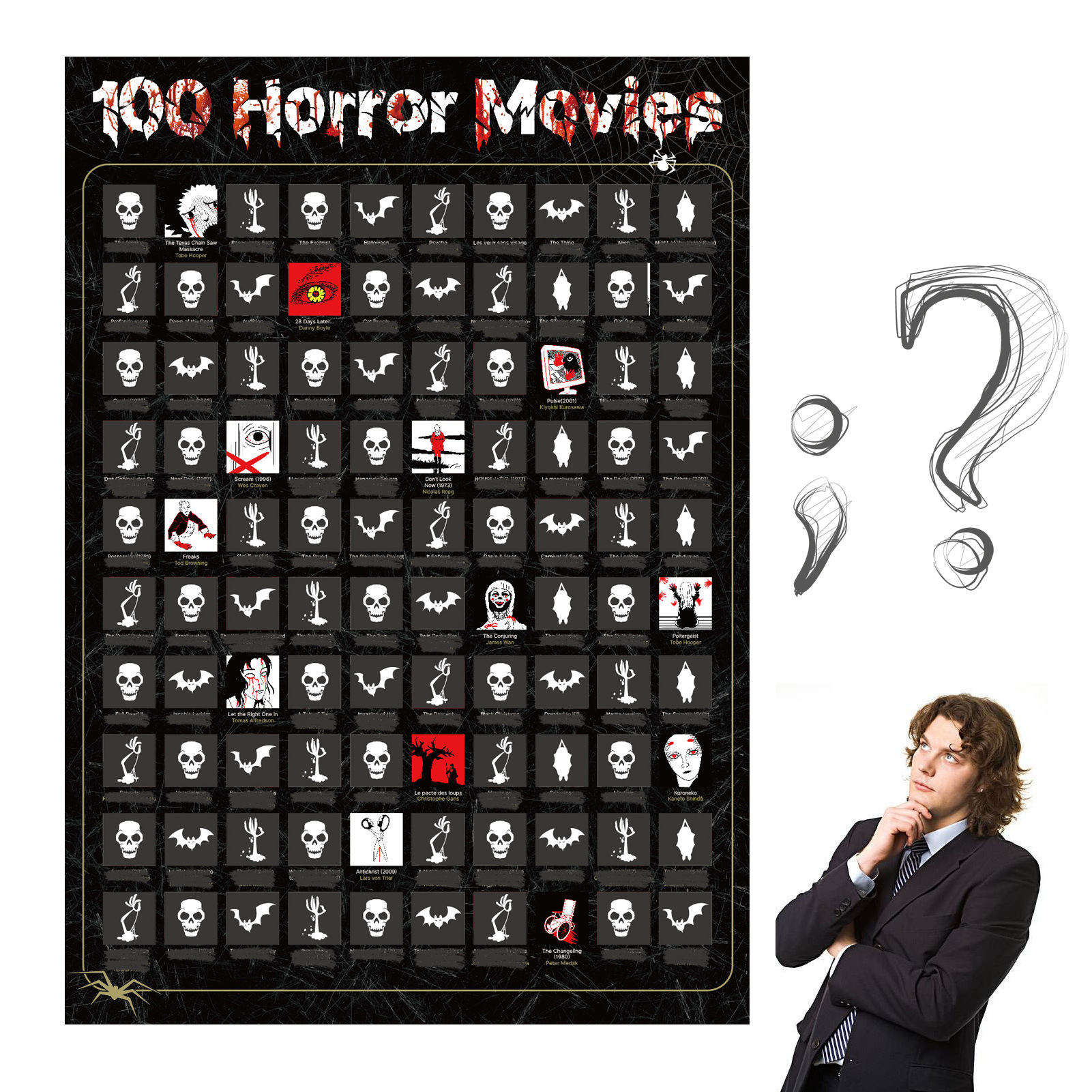 Top 100 Horror Movies Scratch Off Poster Must See Movie Challenge