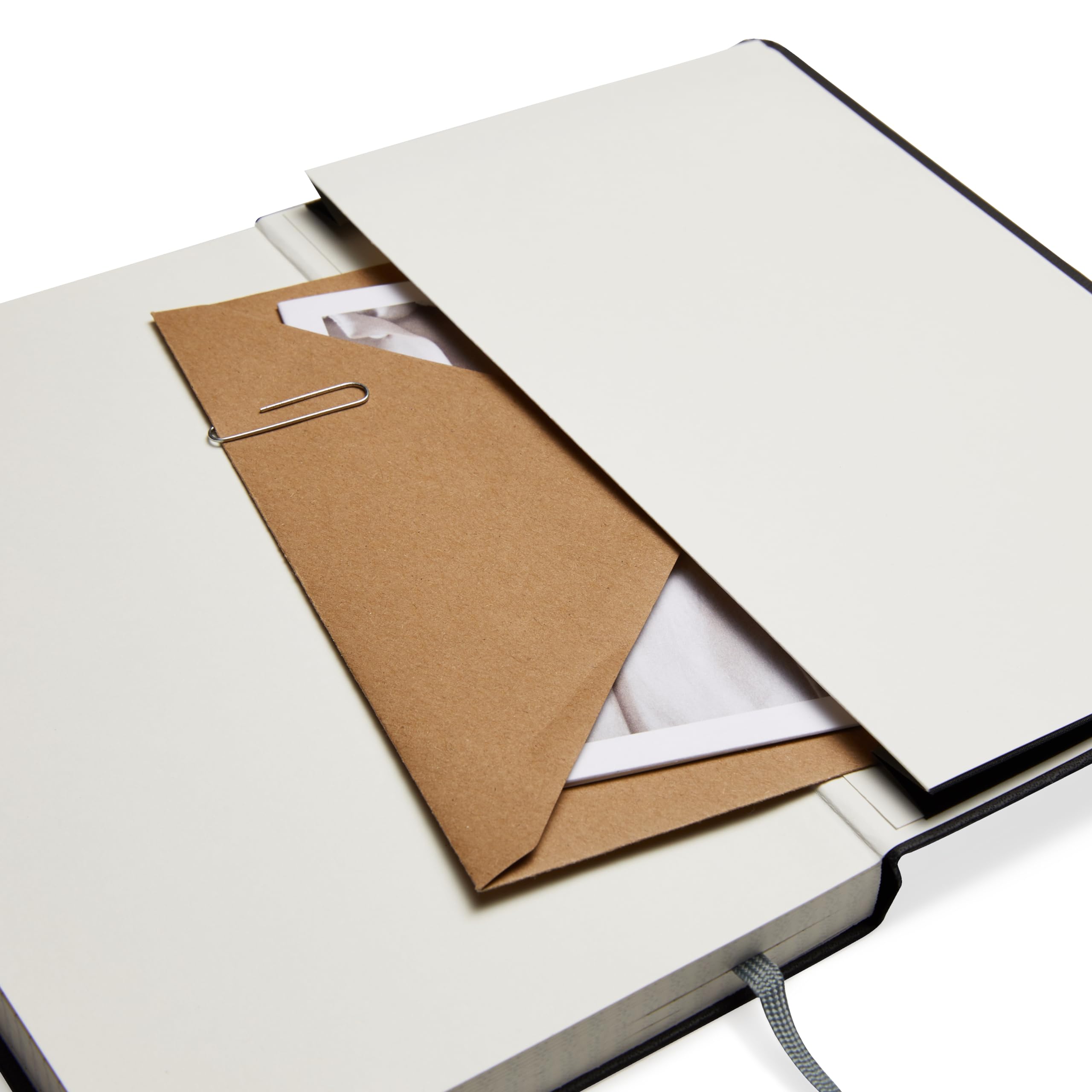 A5 Elastic Band Notebook Basics Classic Business Line Ruled Black Hardcover Notebook with Pocket