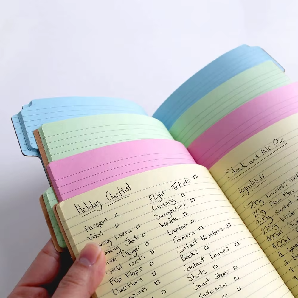 A5 Study Notebooks Kraft Tabbed Notebook Work Journal Colored Paper Note book With Tabs, Divider Tab Notebook