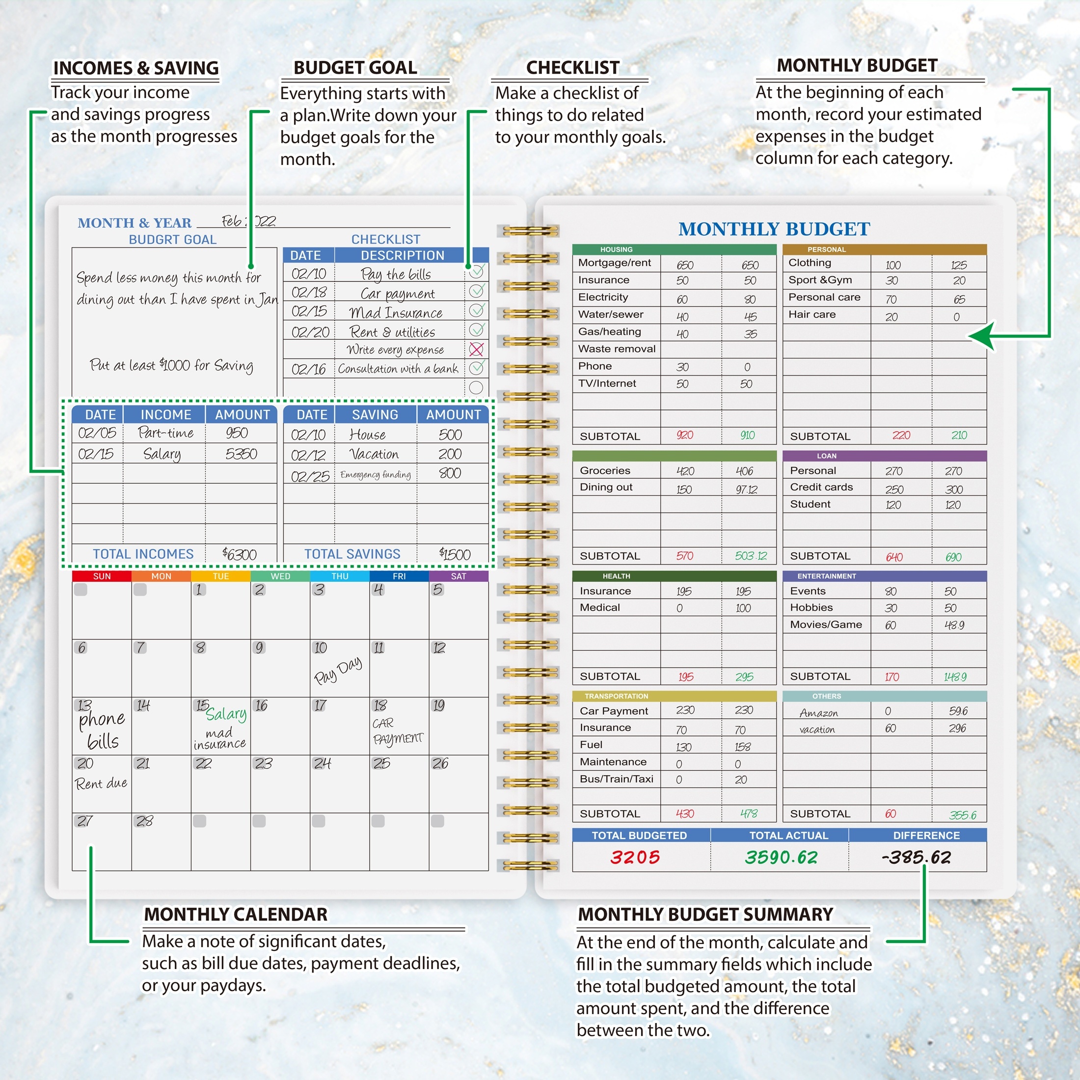 A4 Size Monthly Bill Paying Organizer Spiral Binding Efficiently Manage Your Finances With Budget Planner Bill Tracking