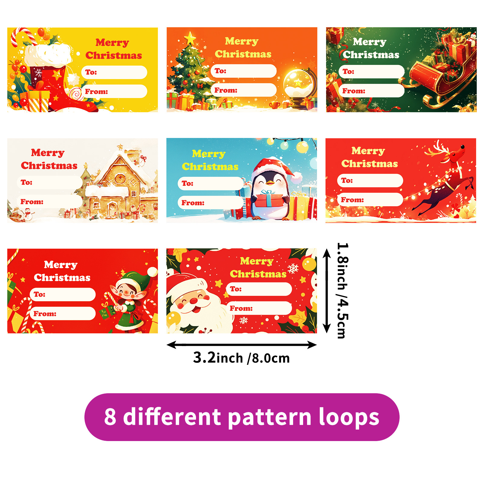 Merry Christmas Direct Thermal Labels Stickers Multi-Purpose Thermal Sticker Labels Printer for Inventory Address Name Gift Tag