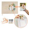 Elegant Gold Foil And Window Pocket Linen Cover Wedding Guest Book with Gold Crystal Diamond Pen And Table Sign for Party