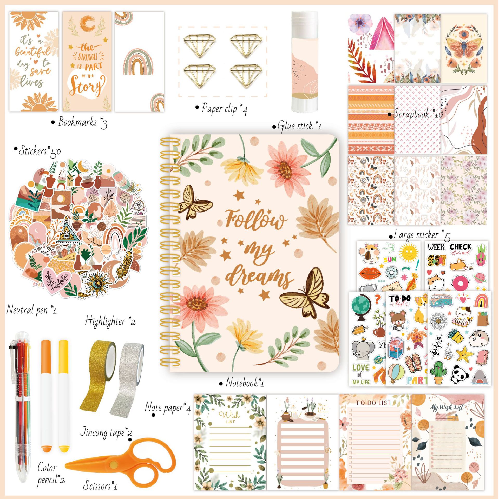 DIY Kids Scrapbook Kits & Diary Supplies Stationary Set for Girls Ages 8-12, Girl Birthday Gift