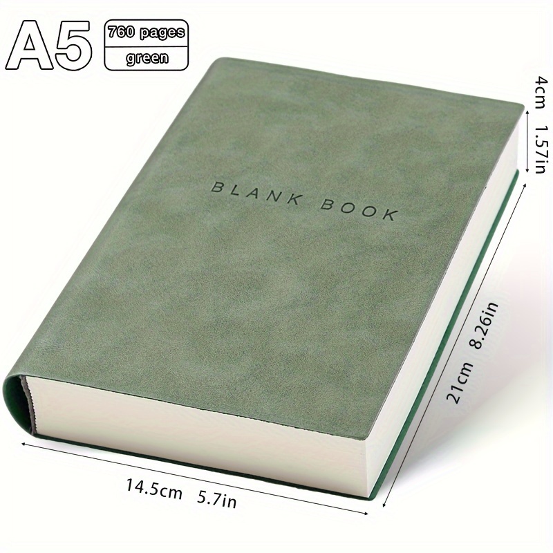 A5 Luxurious & Durable Faux Leather Ultra Thick Blank Notebook for Work School Writing Leather Softcover 100 GSM Thick Paper