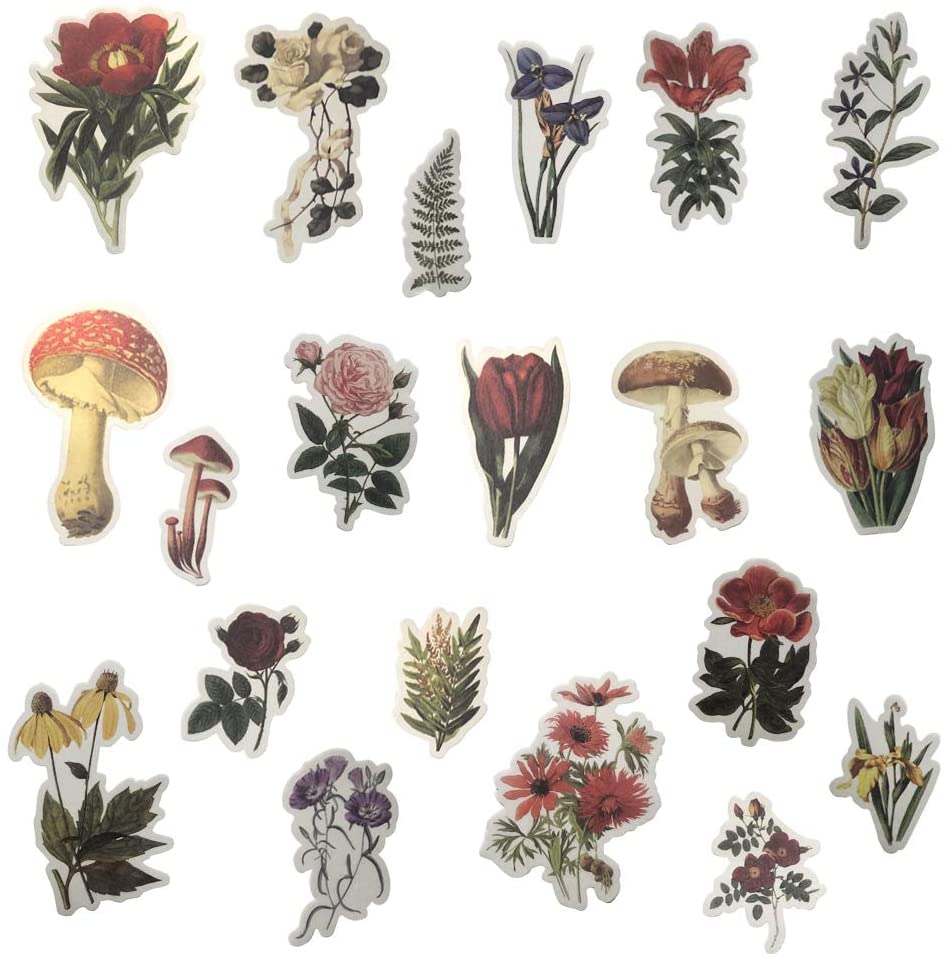 Watercolor Vintage Flower Plant Stickers Decals for Laptop Scrapbooking
