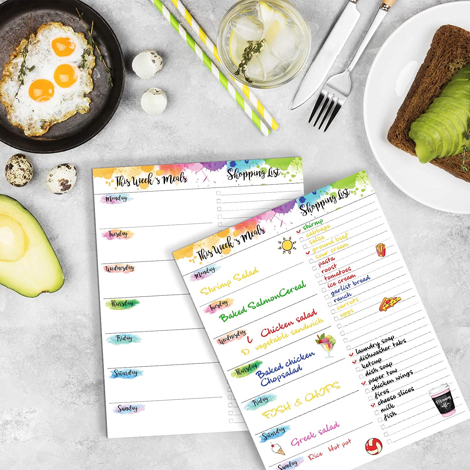 Weekly Meal Planner Magnetic Notepads with Grocery List