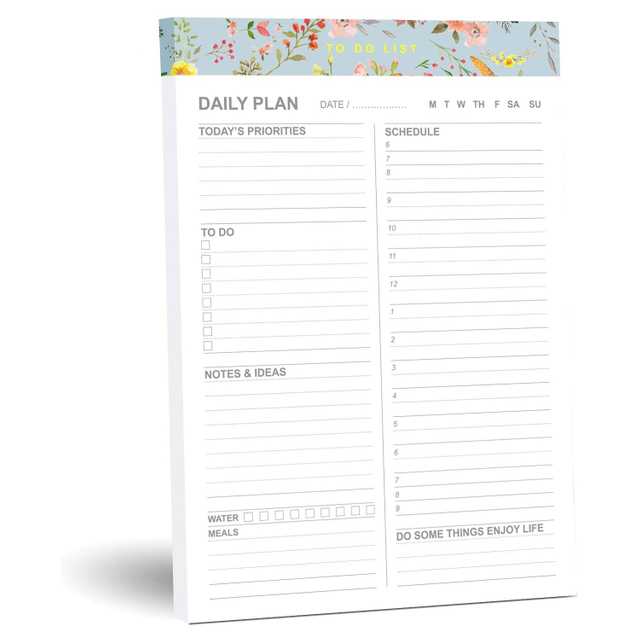 Daily Planner To Do List Notepad with 52 Undated Tear Off Planning Sheets