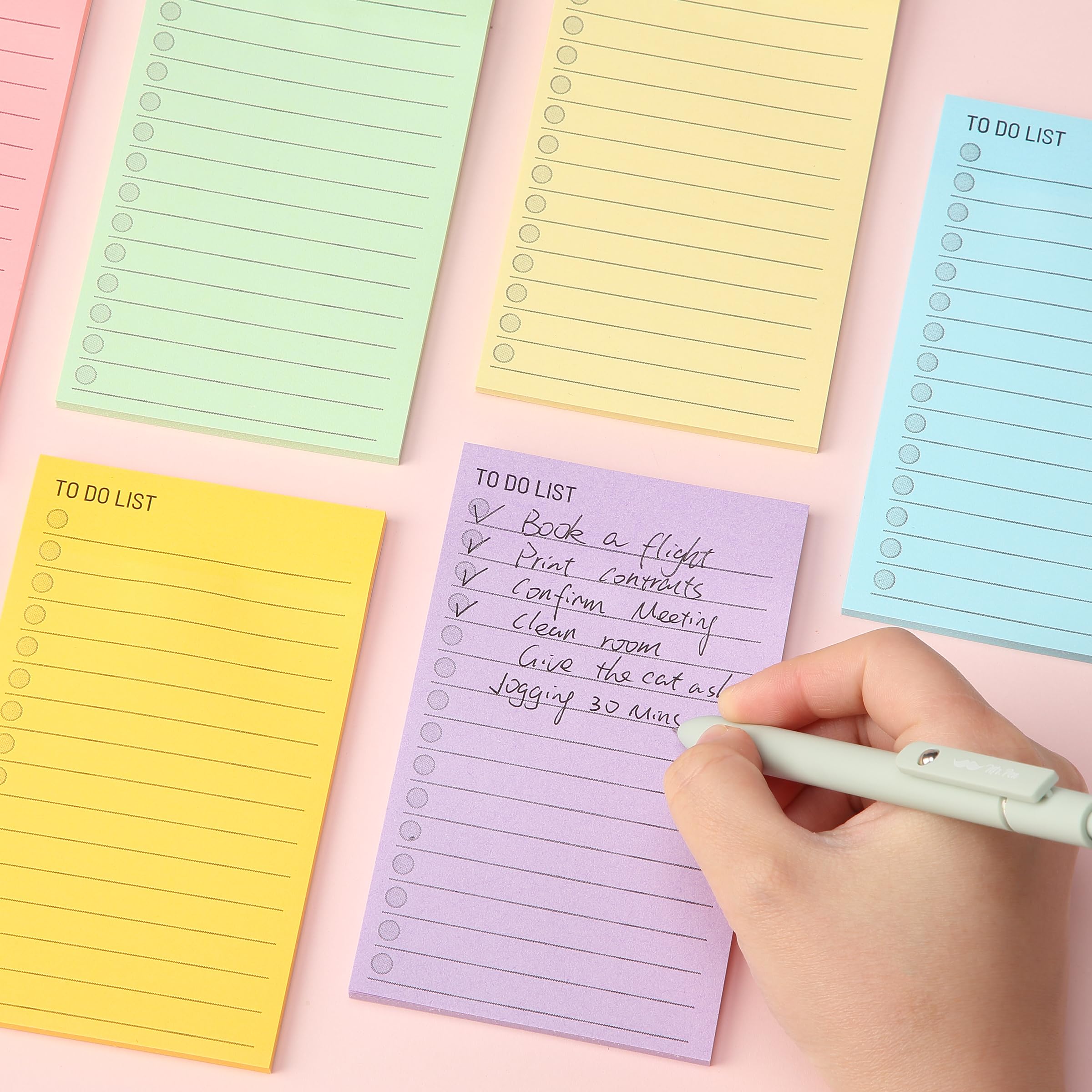 40 Shhets Assorted Colors Daily To Do List Notepad Sticky Notes Planner with Lines