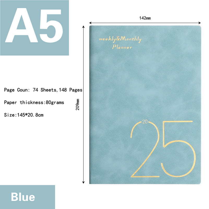 Customised International Sublimation English Unique Diary for 2025 with Soft Leather Cover Weekly & Monthly Planner