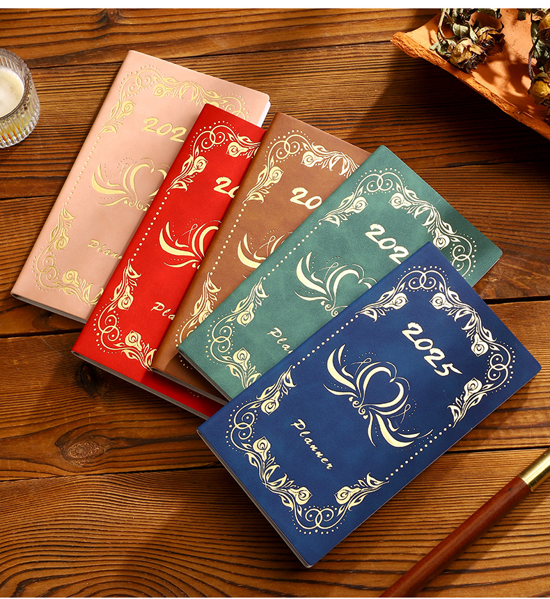 2025 A6 Luxury Free Design Service Pu Leather Cover Planner Notebooks Pocket Journal with Calendar