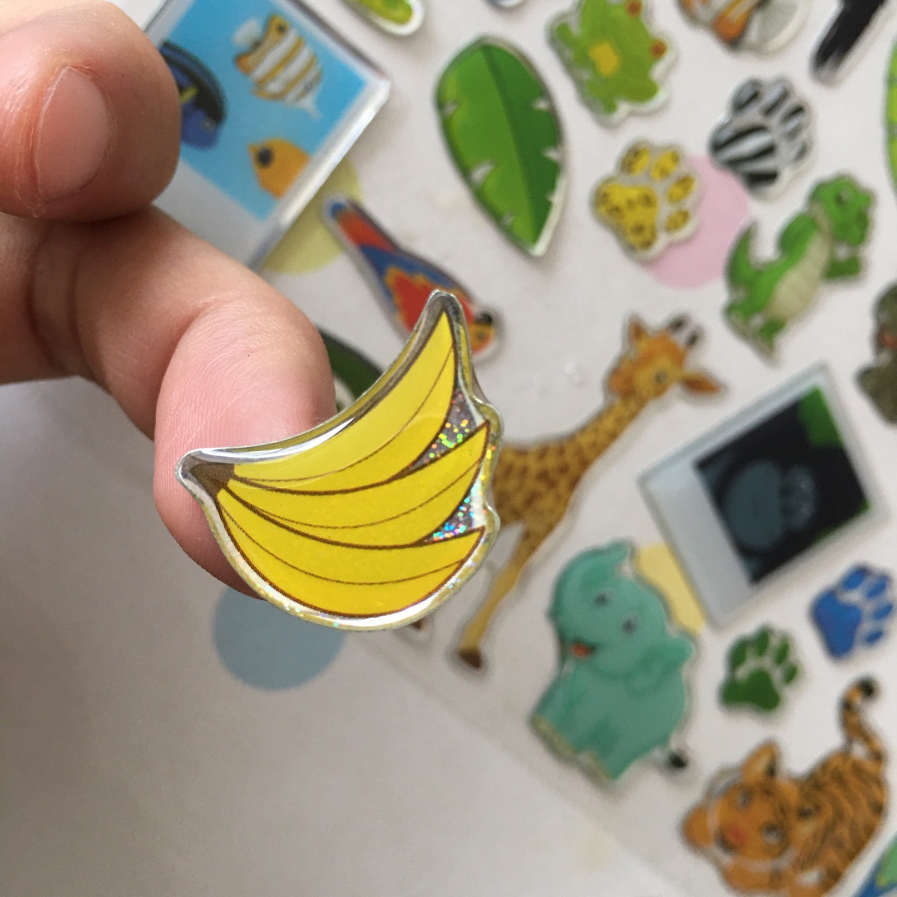 Custom Printing 3d Dome Epoxy Resin Sticker Sheet Kids Cute Animal Plants Fruit Sticker Decoration