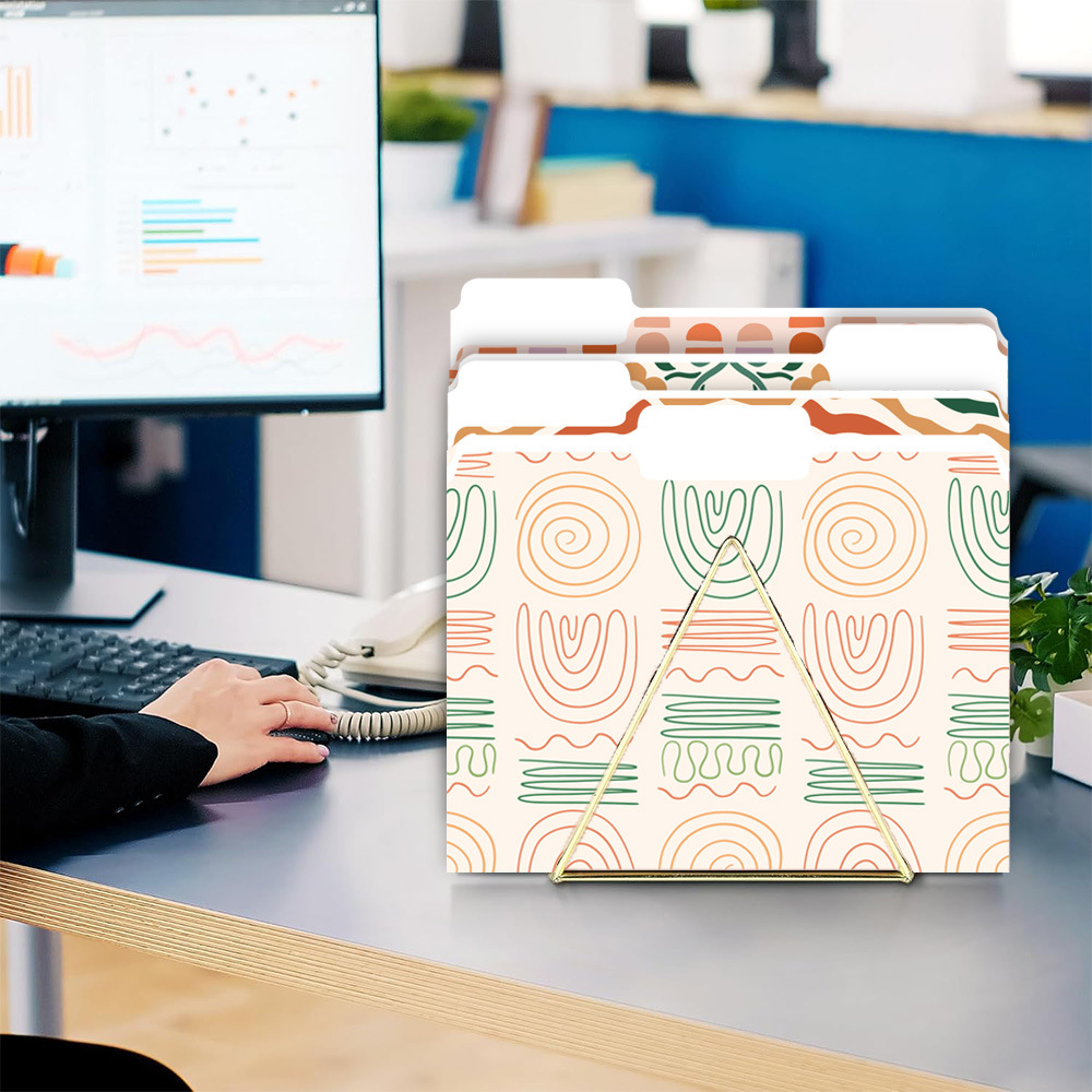 8.8 x 11.5 Inch 1/3 Tab Colored File Folders Letter Size Manilla Folders Floral Decorative Colored File Folders for Documents