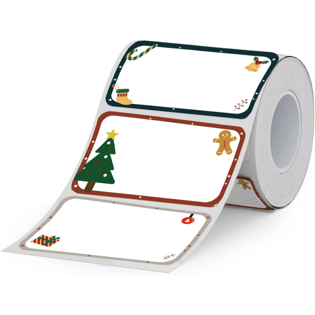 Merry Christmas Direct Thermal Labels Stickers Multi-Purpose Thermal Sticker Labels Printer for Inventory Address Name Gift Tag