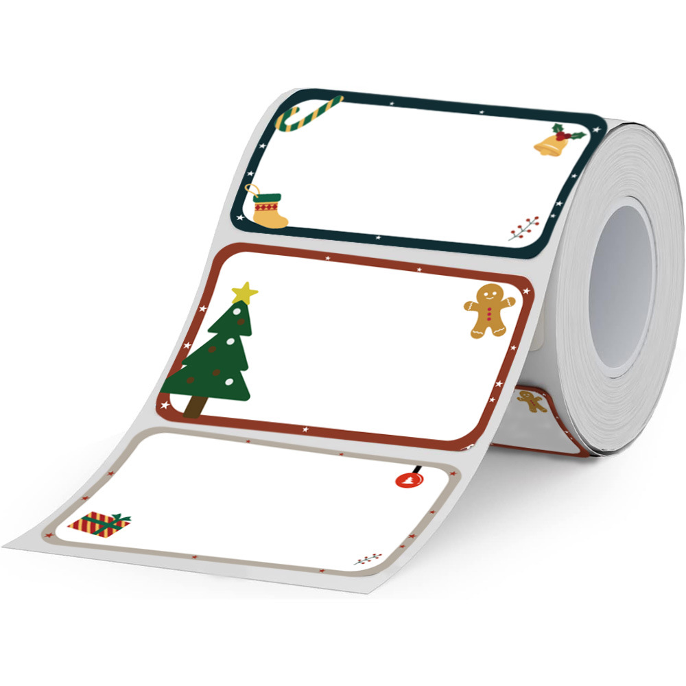 Merry Christmas Direct Thermal Labels Stickers Multi-Purpose Thermal Sticker Labels Printer for Inventory Address Name Gift Tag