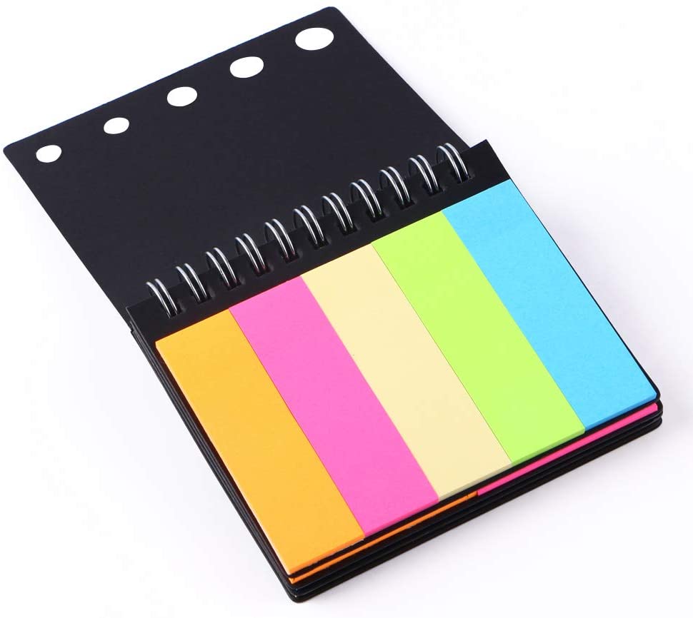 Deluxe Sticky Memo Notes Holder with Index Tab FCustom Spiral Bound 