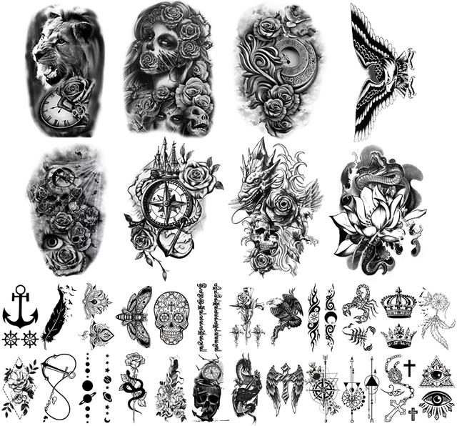 Temporary Tattoo Sticker Fake Body Arm Chest Tatouage Tattoos for Men Women