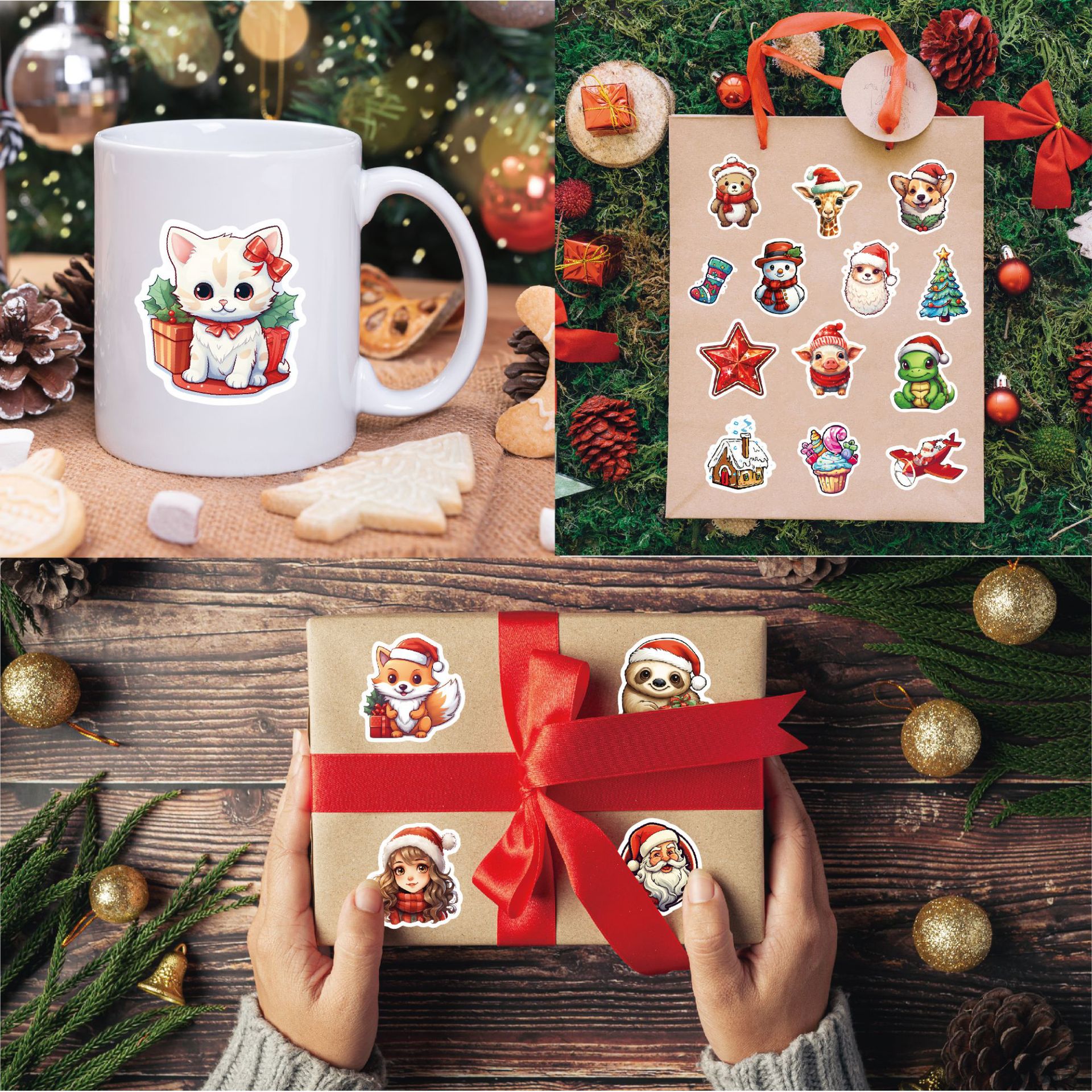 Vinyl Die Cut Cartoon Christmas Stickers Decorations for Laptop