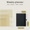 2024 Weekly and Monthly Planner with Vegan Leather Soft Cover Elastic Closure Pen Holder and More