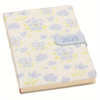 2025 Leather Floral Daily Planner Notebook with Flower Pattern, Daily Organizer Notebook with Button