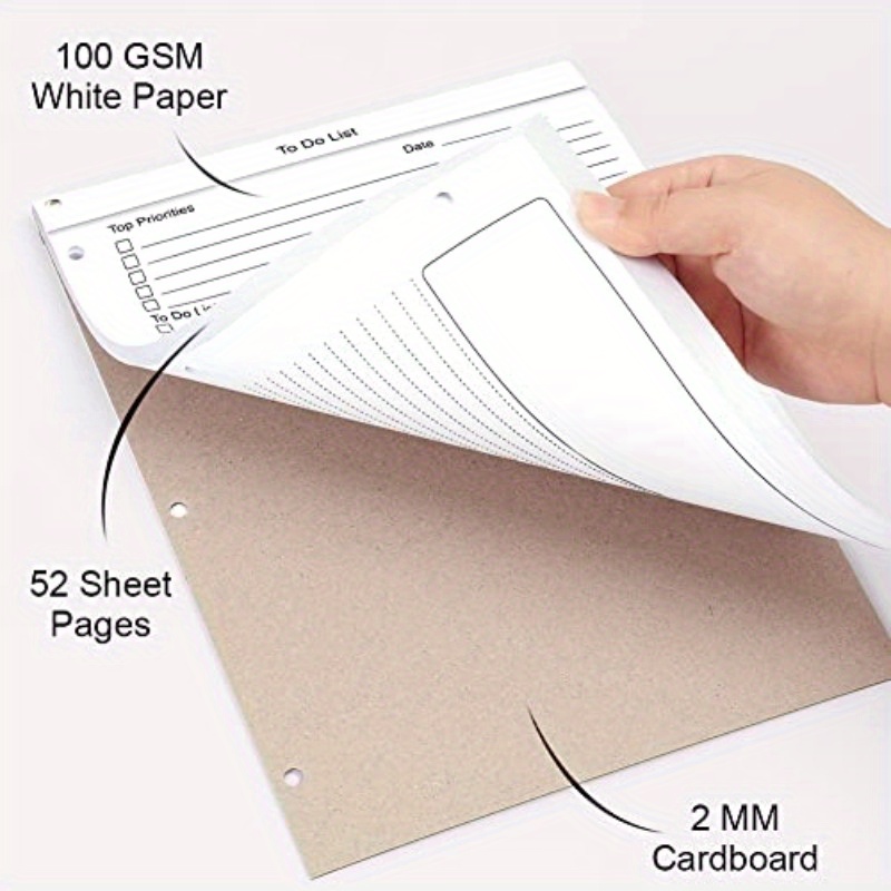 A4 Size To Do List Notepad Daily Task Planner with Checklist 52 Sheets Tear Off Note Pad with Calendar