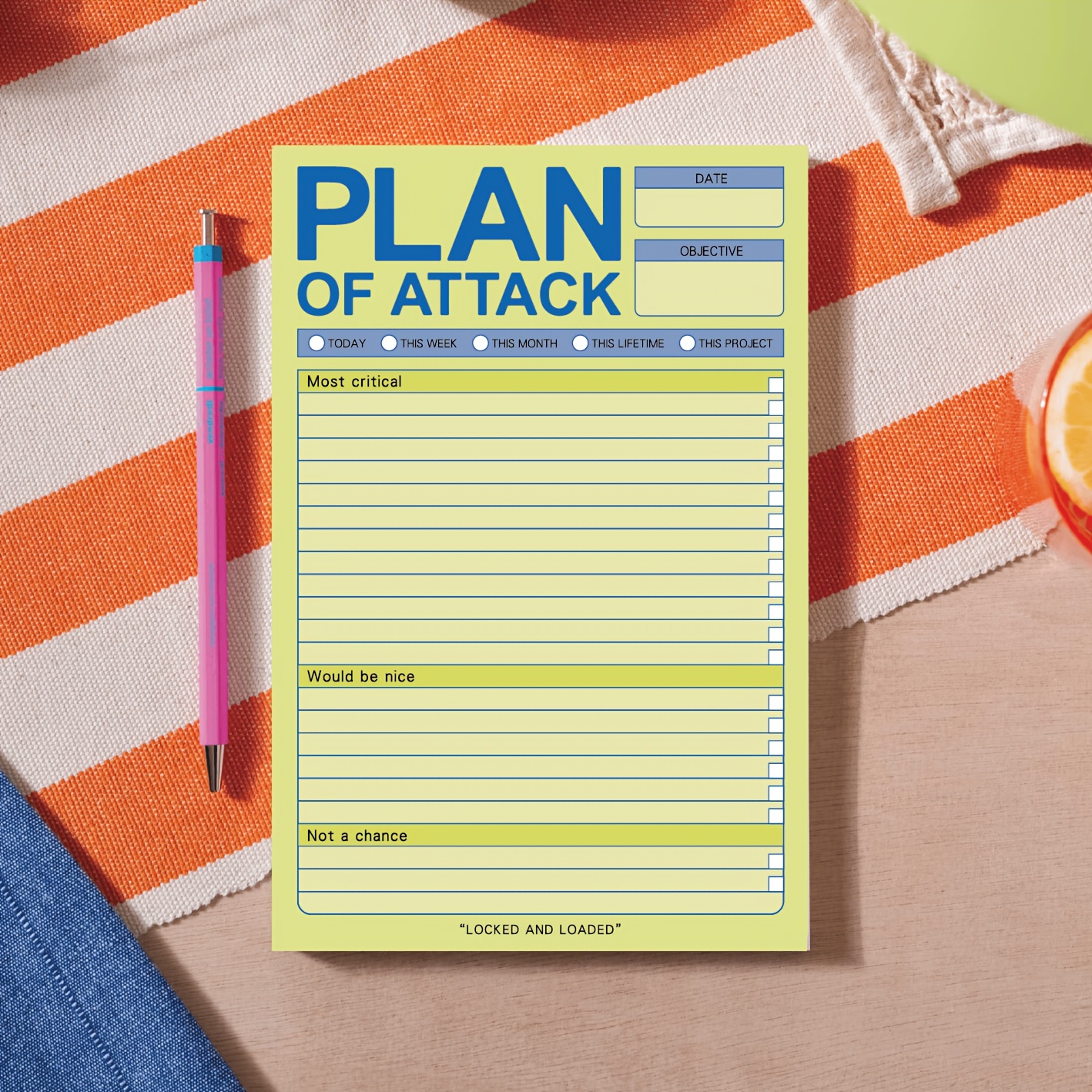 Plan of Attack Daily Planner Notepad - English Language Adult To-Do List for Maximum Productivity, Goal-Oriented Task Management