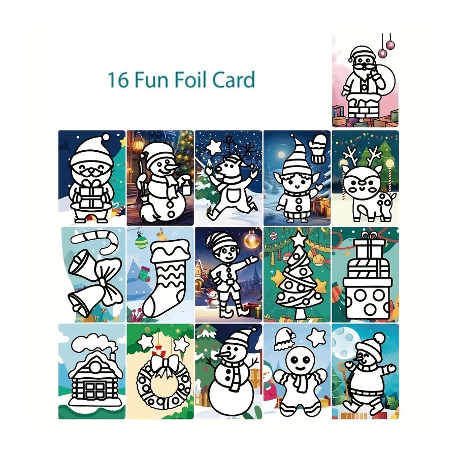 Foil Art Christmas DIY Toy No Mess Creative Travel Supply Set Idea Birthday Christmas Valentine Gift for Girl Boy Children