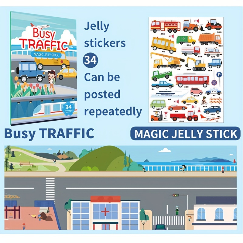 Reusable Sticker Book Animal Farm Princess Vehicles Ocean Dinosaurs, Reusable Sticker Books for Toddlers, Travel Toys
