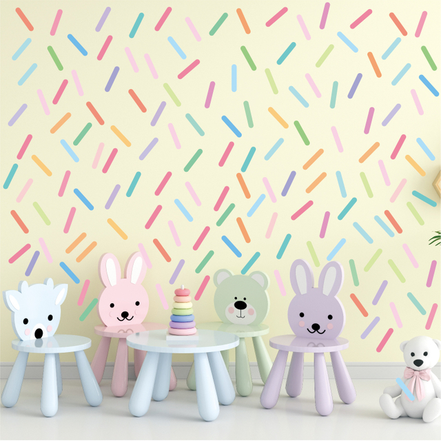 Trendy Sprinkle Confetti Strip Wall Sticker for Boys Girls Bedroom playroom Study Room Living Room Dance Room Wall Stickers
