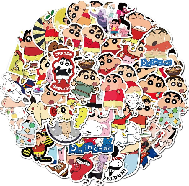 Crayon Shinchan Anime Stickes Watrtproof Water Bottles Phone Stickers Decal