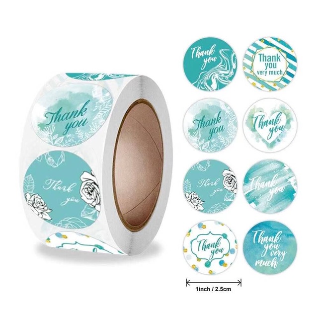 Custom Thank You Logo Stickers 500pcs Adhesive Label Sticker Paper Rainbow Silver Roll for Business Package Box Gift Present