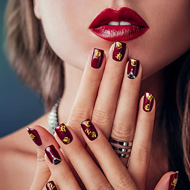 Custom Design Trending Adhesive Stickers Letter Nail Sticker Art Luxury Old English Alphabet for Women Girls Home Nail Decoration