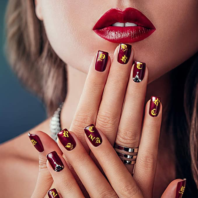 Custom Design Trending Adhesive Stickers Letter Nail Sticker Art Luxury Old English Alphabet for Women Girls Home Nail Decoration
