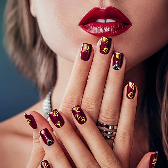 Custom Design Trending Adhesive Stickers Letter Nail Sticker Art Luxury Old English Alphabet for Women Girls Home Nail Decoration