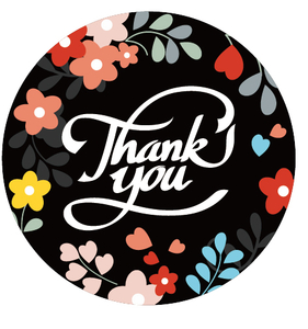 Flowers and Plants Thank You Stickers 1.5 inches Paper Label Custom Design Round Logo for Business Cookie Packing Sealing Decals