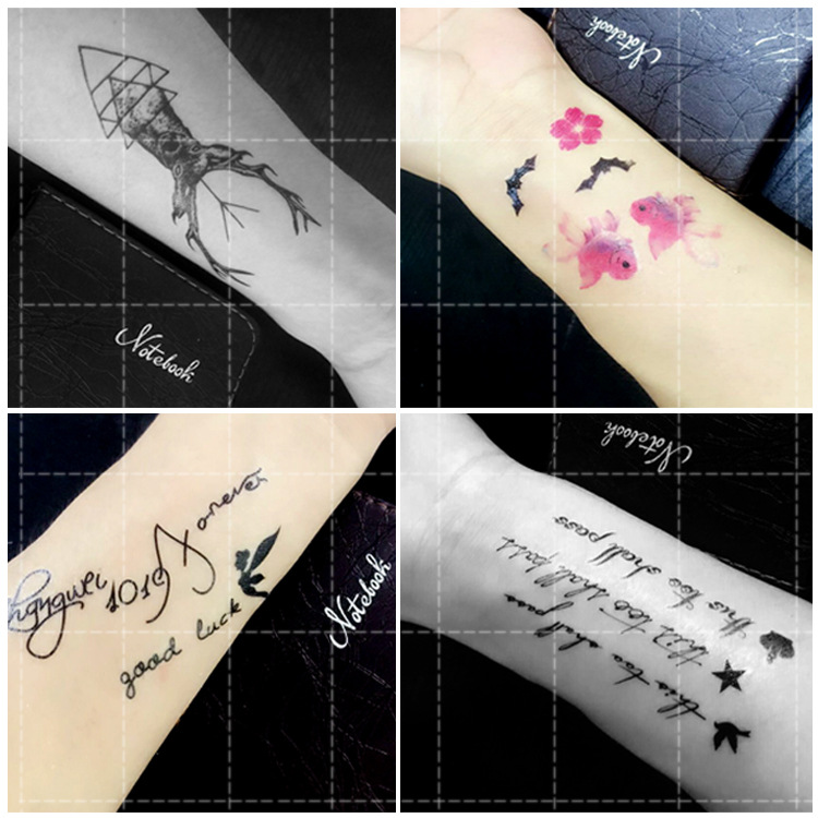 Black Flower Star Letter Animals Tattoo Sticker Waterproof Temporary Custom Design Logo for Girls Kids Women Man Chest Back Leg
