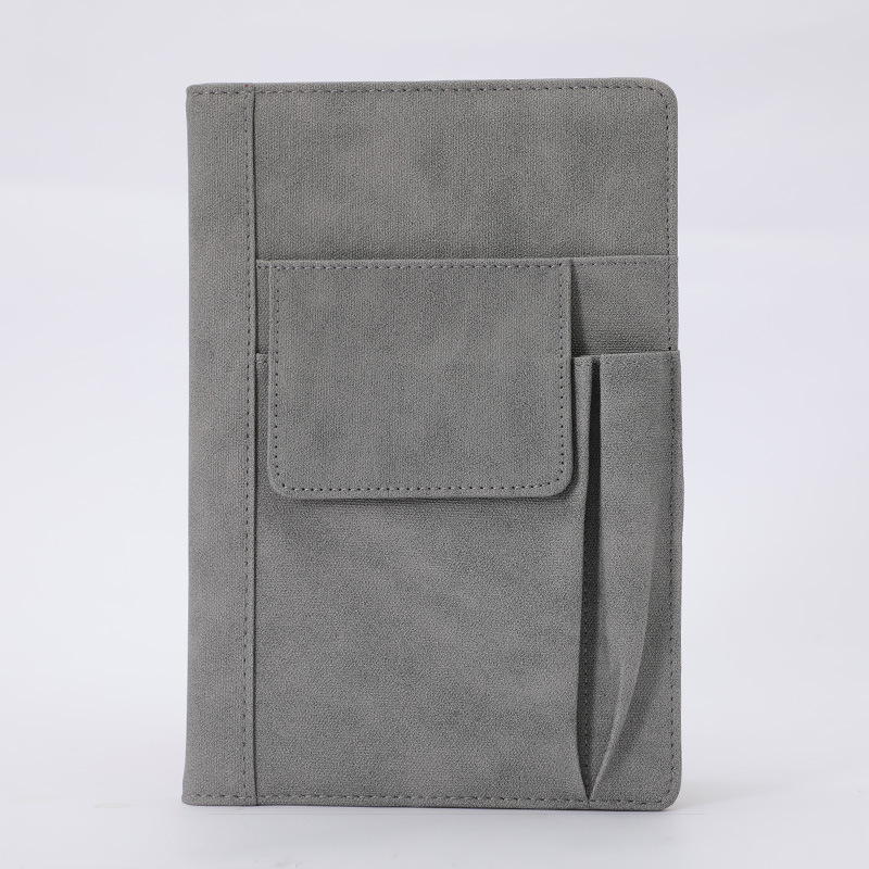 Refillable Lined Meeting Business Notebook with Front Pockets And Pen Pocket, Luxury A5 Size Hardcover Journal with 3 Pocket