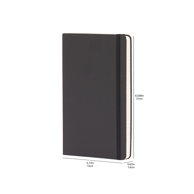 A5 Elastic Band Notebook Basics Classic Business Line Ruled Black Hardcover Notebook with Pocket