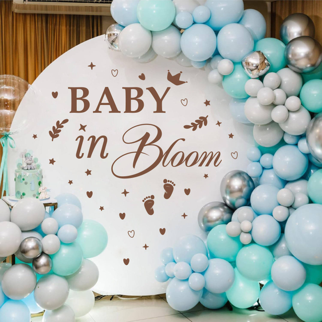 Baby in Bloom Baby Shower Backdrop Large Decals Decorations Gender Reveal Girl Or Boy Vinyl Decal Stickers