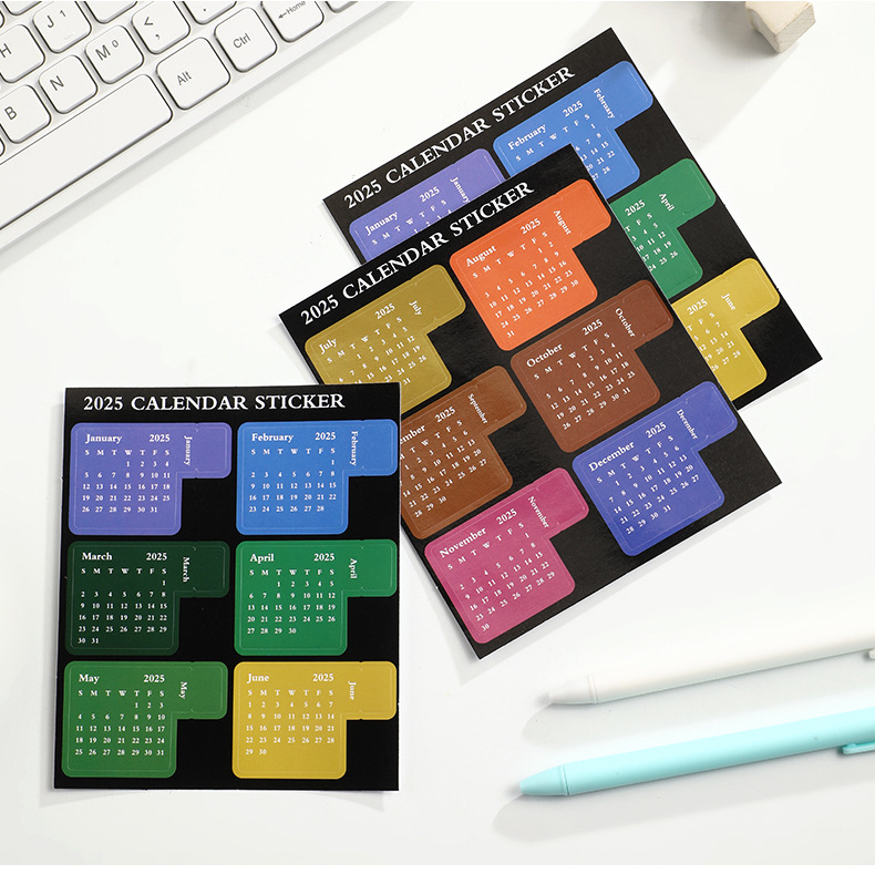 2025 Calendar Stickers Monthly Calendar Sticker Schedule Calendar Adhesive Sticky Divider Tabs for Planners Journal Notebook